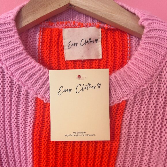 Easy Clothes Pink and Orange Masson Sweater - OS - Picture 3 of 8